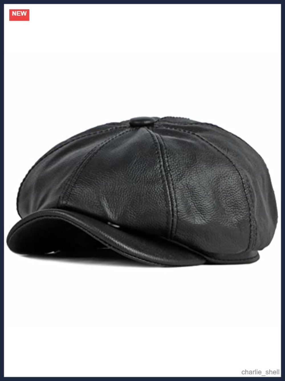 Genuine Leather Newsboy Cap 8 Panel Cabbie Hat Adjustable